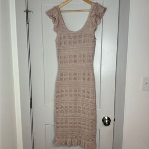 Gorgeous Tan Knit Mid Length Dress